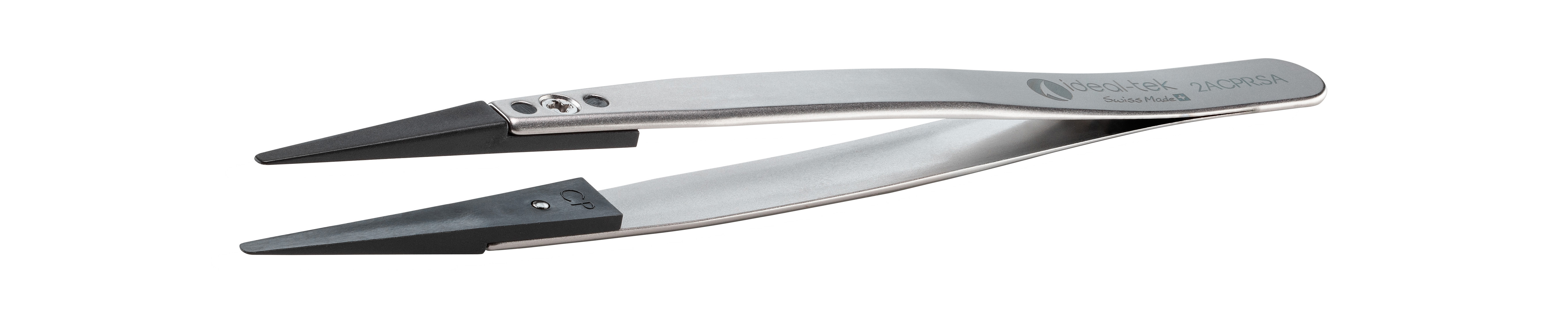 ideal-tek 130mm Polyetheretherketone, Stainless Steel Round, Straight, Very Fine ESD Safe Tweezer