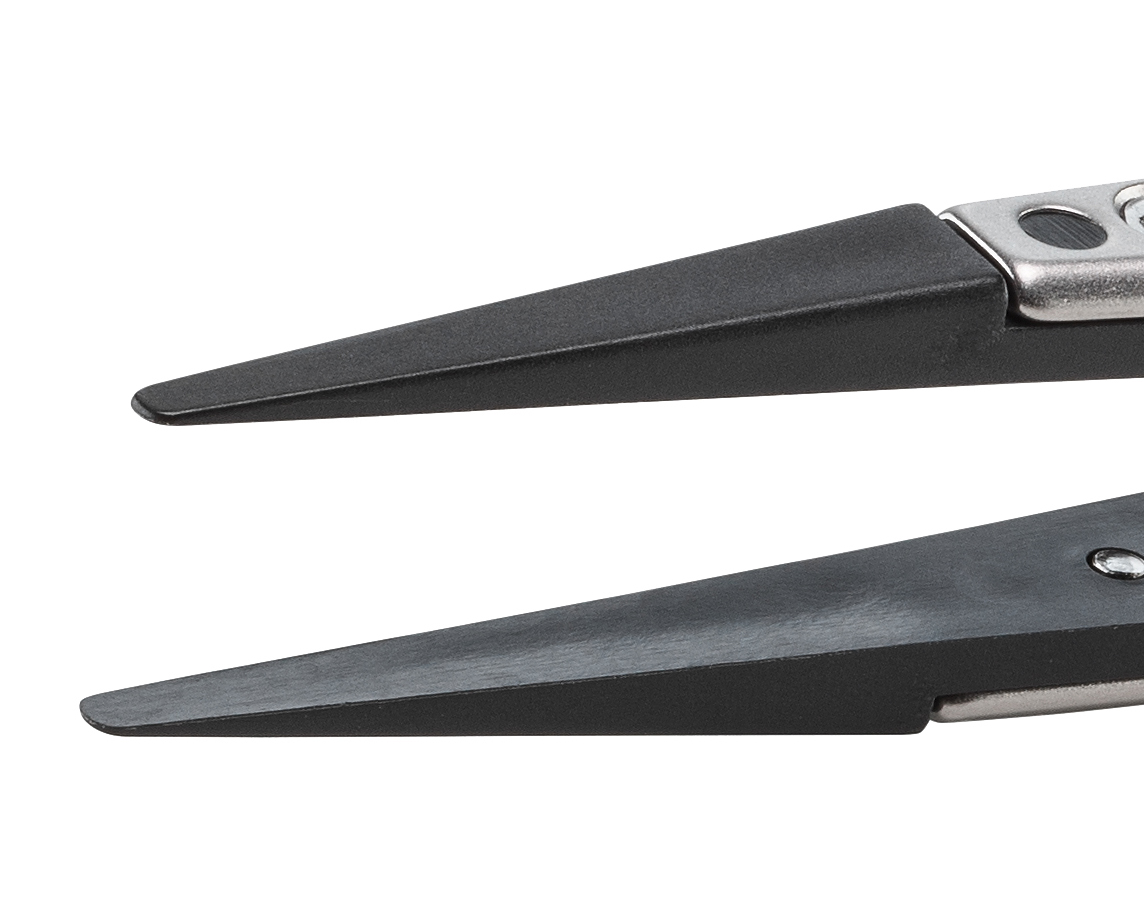2acprsa1 ideal-tek 130mm Polyetheretherketone, Stainless Steel Round, Straight, Very Fine ESD Safe Tweezer