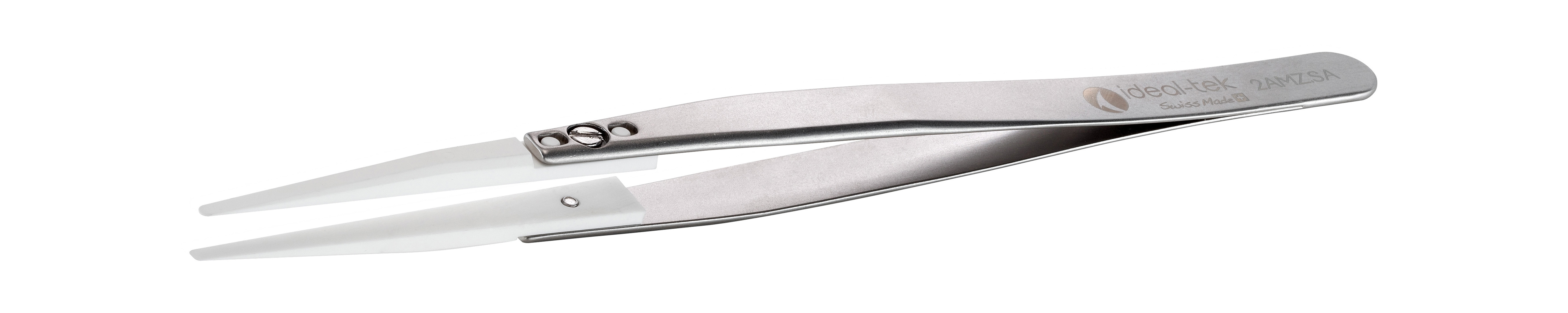 ideal-tek 140mm Zirconia Toughened Alumina, Stainless Steel Straight, Fine, Round, Flat Tweezer