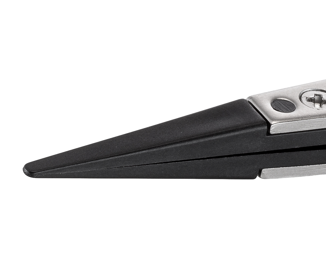 2axcprsa1 ideal-tek 130mm Stainless Steel, Polyetheretherketone Straight, Round, Very Fine, Flat ESD Safe Tweezer