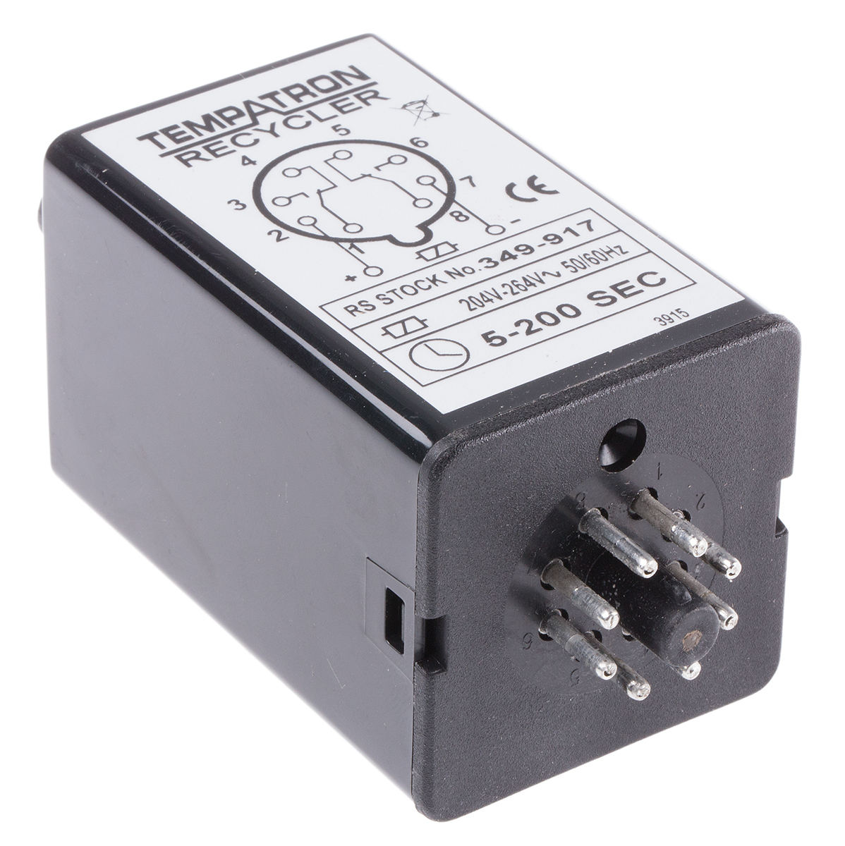 2bdc200slp200slp240vac Tempatron 2B Series Timer Relay, 2-Contact 240V ac, 5 to 200 s, 1-Function, DPDT Switch Configuration