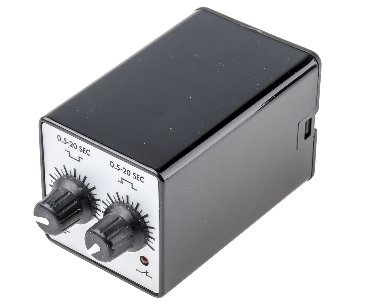 2bdc20slp20slp240vac Tempatron 2B Series Timer Relay, 2-Contact 240V ac, 0.5 to 20 s, 1-Function, DPDT Switch Configuration