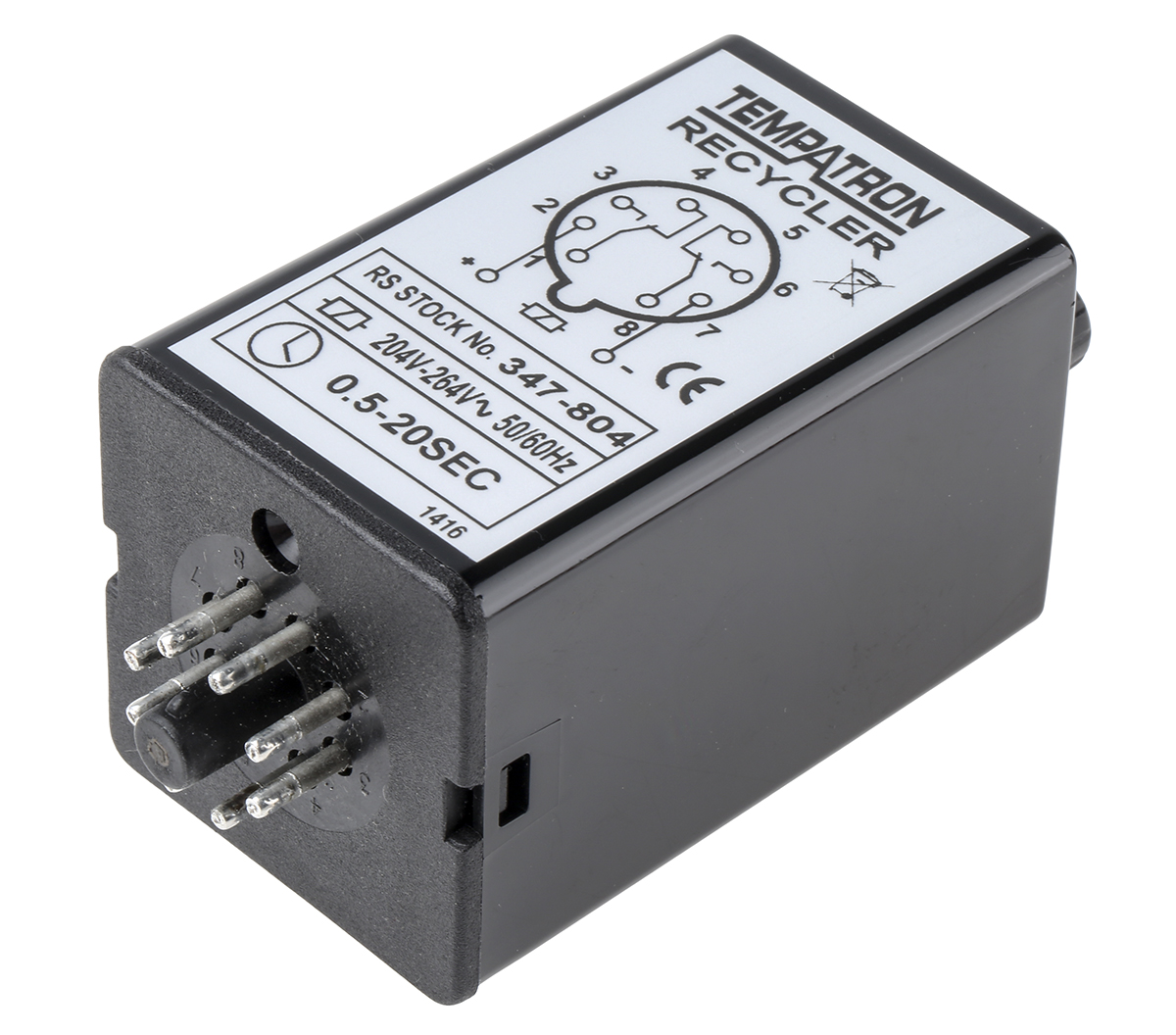2bdc20slp20slp240vac Tempatron 2B Series Timer Relay, 2-Contact 240V ac, 0.5 to 20 s, 1-Function, DPDT Switch Configuration