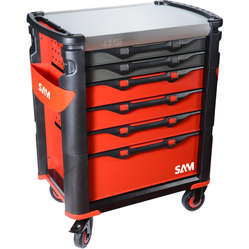 SAM 6 Drawer Stainless Steel Wheeled Tool Cabinet