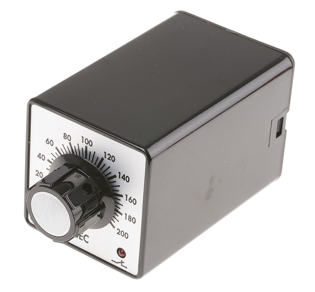 Tempatron 2B Series Timer Relay, 2-Contact, 24 V dc 24V ac, 5 to 200 s, 1-Function, DPDT Switch Configuration