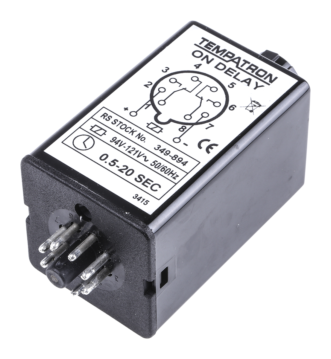 2bde20slp110vac Tempatron 2B Series Timer Relay, 2-Contact 110V ac, 0.5 to 20 s, 1-Function, DPDT Switch Configuration