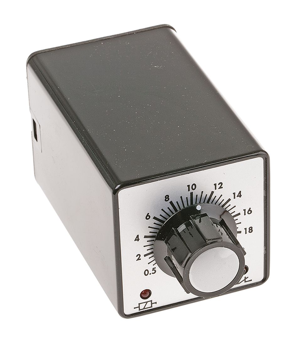 Tempatron 2B Series Timer Relay, 2-Contact, 24 V dc 24V ac, 0.5 to 20 s, 1-Function, DPDT Switch Configuration