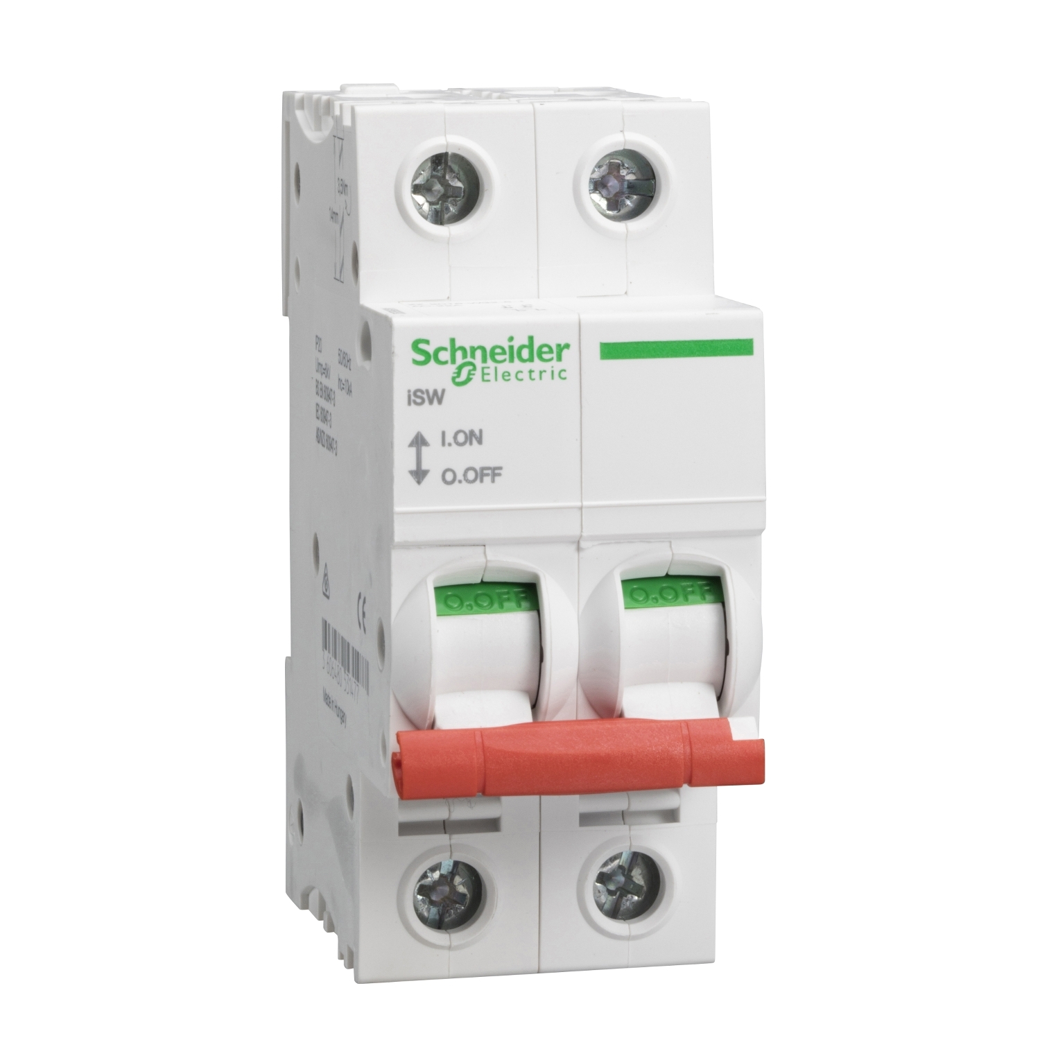 sea91252 Schneider Electric Switch, Panel, DIN Rail 2P Switch Disconnector Circuit Trip for use with Acti 9 Isobar A type