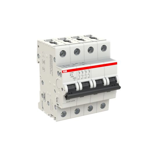 ABB System Pro M Compact S200 Miniature Circuit Breaker, 4-Pole, 4A, Type B, 400V ac AC, 110 V dc DC, 10 kA Breaking