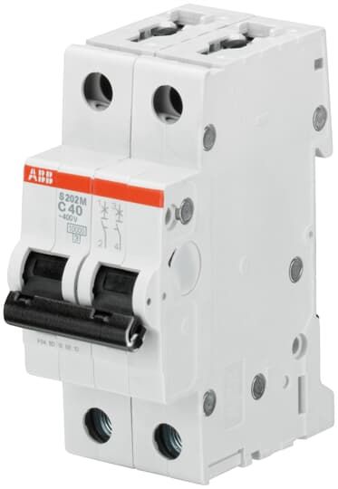 ABB System Pro M Compact S200M Miniature Circuit Breaker, 2-Pole, 1A, Type K, 400V ac AC, 125 V dc DC, 15 kA Breaking