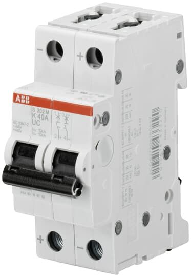 ABB System Pro M Compact S200 M UC Miniature Circuit Breaker, 2-Pole, 60A, Type K, 400V ac AC, 440 V dc DC, 10 kA