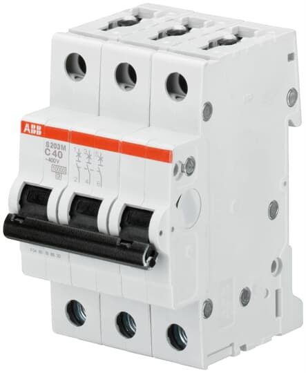ABB System Pro M Compact S200M Miniature Circuit Breaker, 3-Pole, 0.5A, Type D, 400V ac AC, 125 V dc DC, 15 kA Breaking