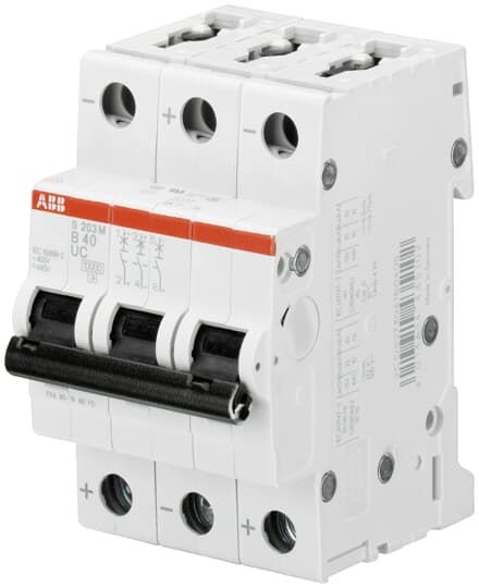 ABB System Pro M Compact S200 M UC Miniature Circuit Breaker, 3-Pole, 2A, Type C, 400V ac AC, 440 V dc DC, 10 kA