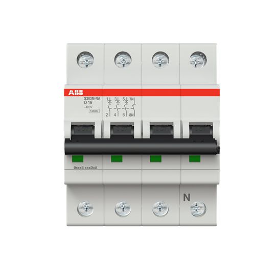 ABB System Pro M Compact S200M Miniature Circuit Breaker, 3-Pole, 16A, Type D, 400V ac AC, 125 V dc DC, 15 kA Breaking