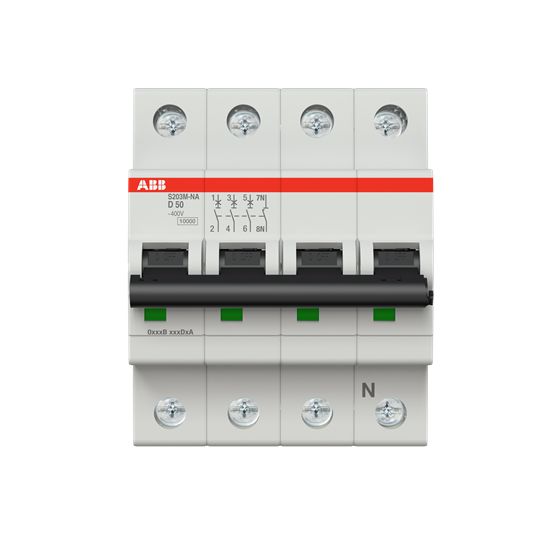 ABB System Pro M Compact S200M Miniature Circuit Breaker, 3-Pole, 50A, Type D, 400V ac AC, 125 V dc DC, 15 kA Breaking