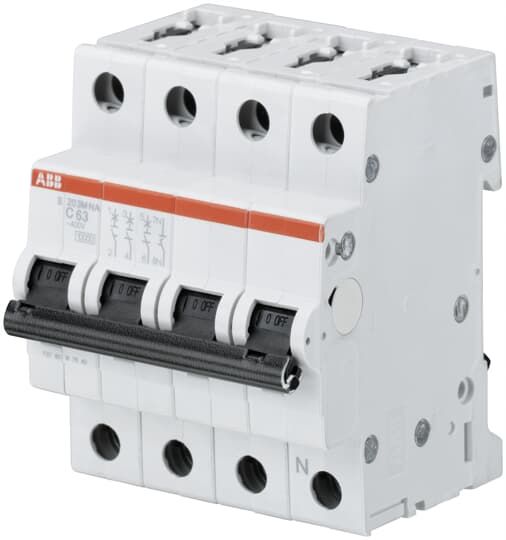 ABB System Pro M Compact S200M Miniature Circuit Breaker, 3-Pole, 63A, Type C, 400V ac AC, 125 V dc DC, 15 kA Breaking