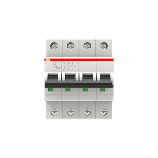 ABB System Pro M Compact S200M Miniature Circuit Breaker, 4-Pole, 6A, Type D, 400V ac AC, 125 V dc DC, 15 kA Breaking