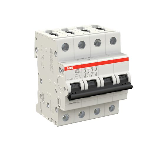 ABB System Pro M Compact S200M Miniature Circuit Breaker, 4-Pole, 0.5A, Type K, 400V ac AC, 125 V dc DC, 15 kA Breaking