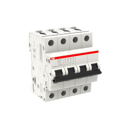 ABB System Pro M Compact S200M Miniature Circuit Breaker, 4-Pole, 10A, Type K, 400V ac AC, 125 V dc DC, 15 kA Breaking