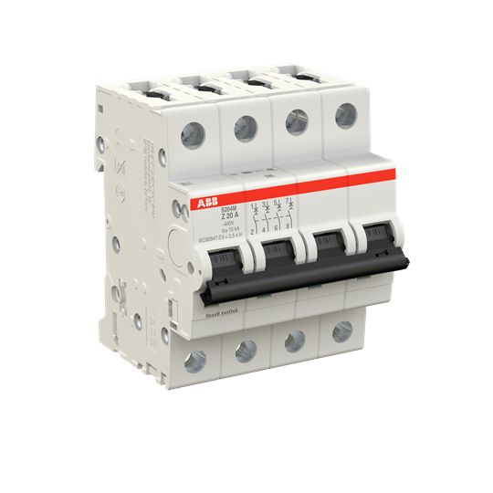 ABB System Pro M Compact S200M Miniature Circuit Breaker, 4-Pole, 20A, Type Z, 400V ac AC, 125 V dc DC, 15 kA Breaking