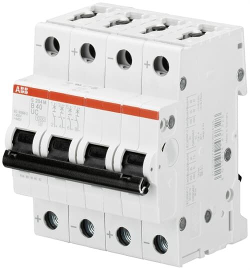 ABB System Pro M Compact S200 M UC Miniature Circuit Breaker, 4-Pole, 10A, Type B, 400V ac AC, 440 V dc DC, 10 kA
