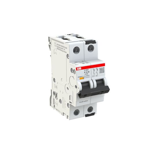 ABB System Pro M Compact S300P Miniature Circuit Breaker, 2-Pole, 0.3A, Type K, 415V ac AC, 125 V dc DC, 100 kA Breaking