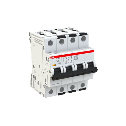 ABB S304 Miniature Circuit Breaker, 4-Pole, 6A, Type B, 415V ac AC, 125 V dc DC, 100 kA Breaking Capacity