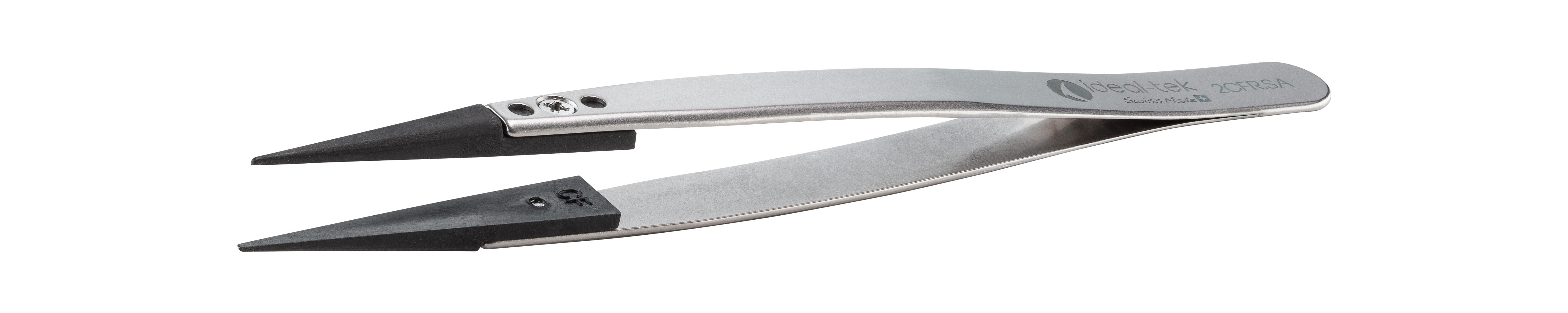 ideal-tek 130mm Carbon Fibre, Plastic Straight, Pointed, Fine ESD Safe Tweezer