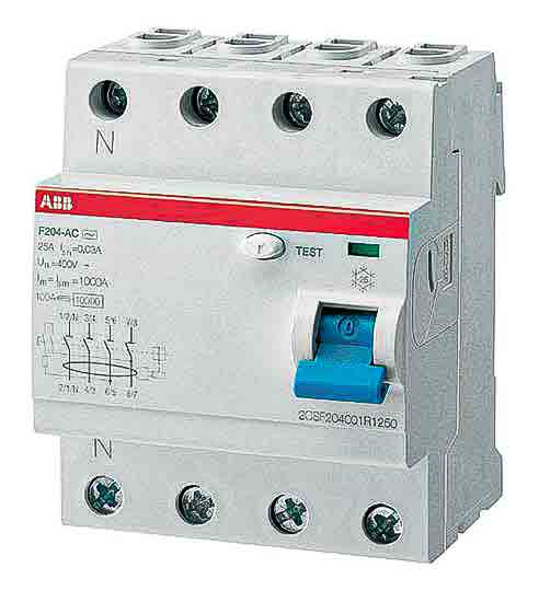 ABB Residual Current Circuit Breaker, 40A, 4-Pole, 30 mA, Instantaneous 400V ac