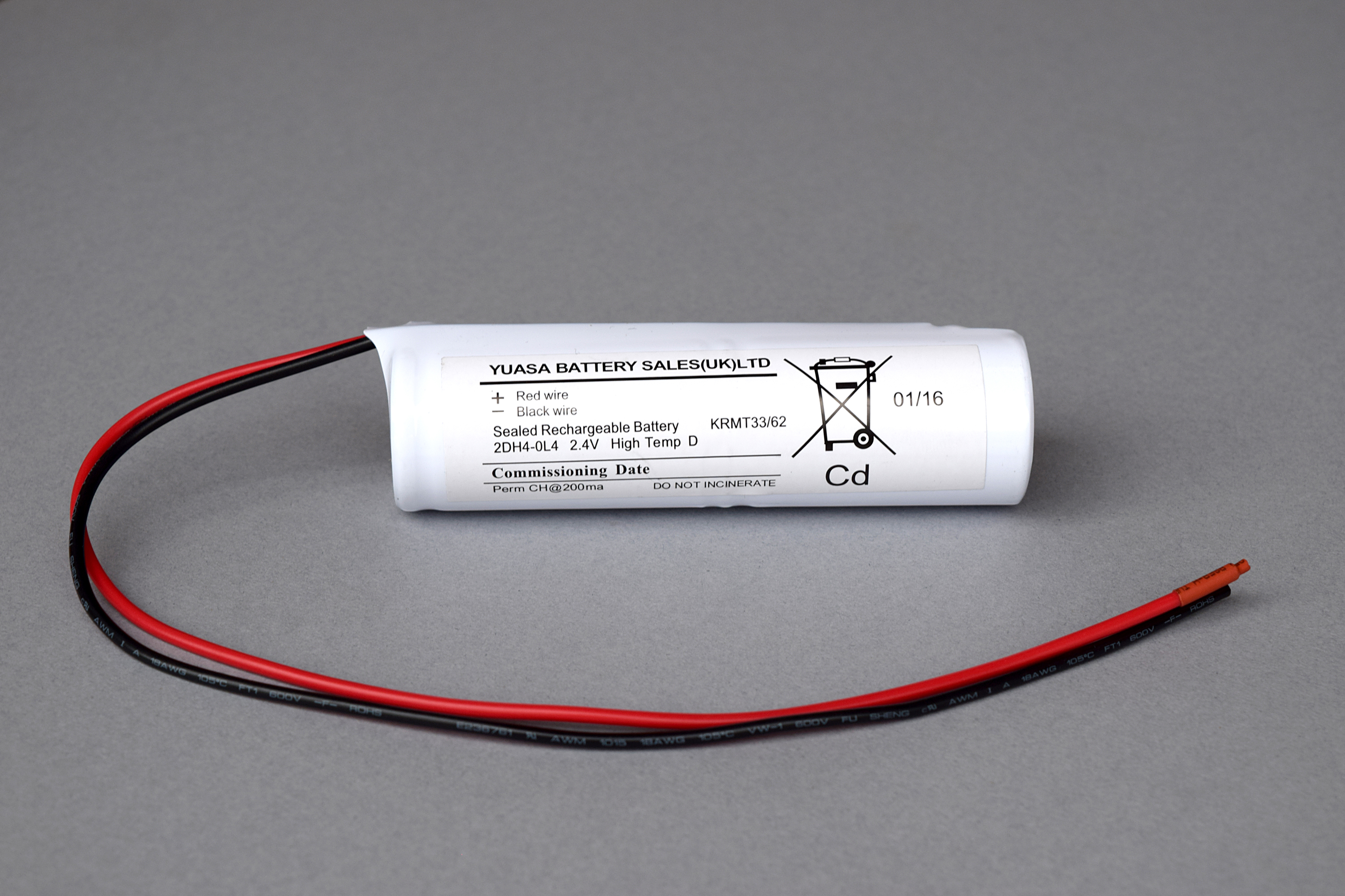 Yuasa NiCd 2.4 V Battery, 4 Ah x 118 mm