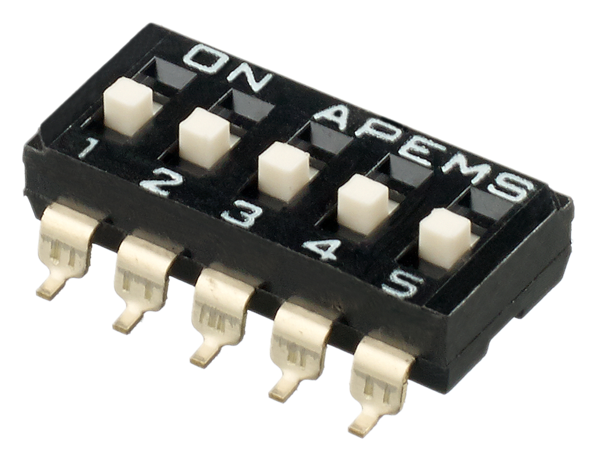 APEM 5 Way Surface Mount DIP Switch SPST, Raised Actuator Slide Actuator