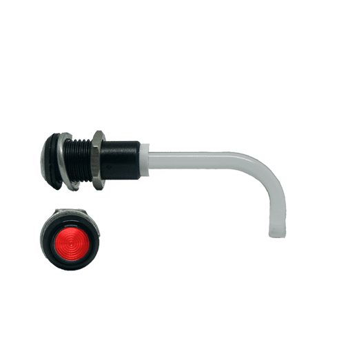 RHD-1100-2500-F9PZR67PR Bivar, Panel Mount Right Angle LED Light Pipe, Red Round Lens