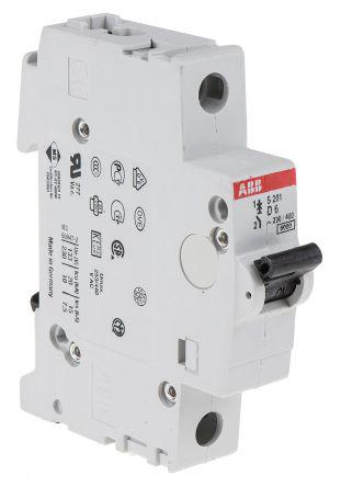 2cds251001r0061 System M Pro S200 MCB Mini Circuit Breaker 1P, 6 A, 6 kA, Curve D