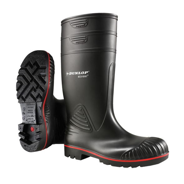 Dunlop Acifort Black, Red Steel Toe Capped Men's Safety Boots, UK 12, EU 47