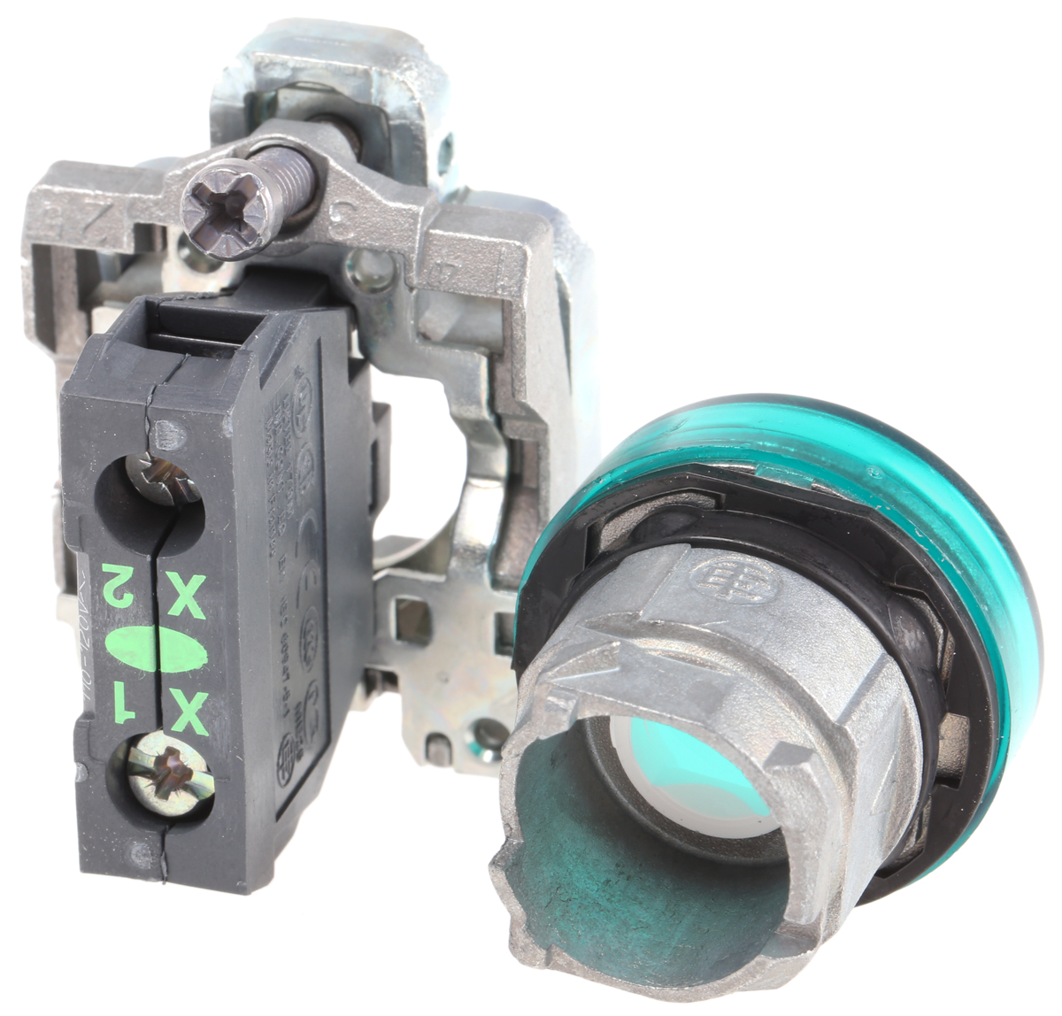 xb4bvg3 Schneider Electric Harmony XB4 Green LED Pilot Light, 22mm Cutout, IP66, IP67, IP69, IP69K, 120 V ac, 3 A ac, 270 mA dc