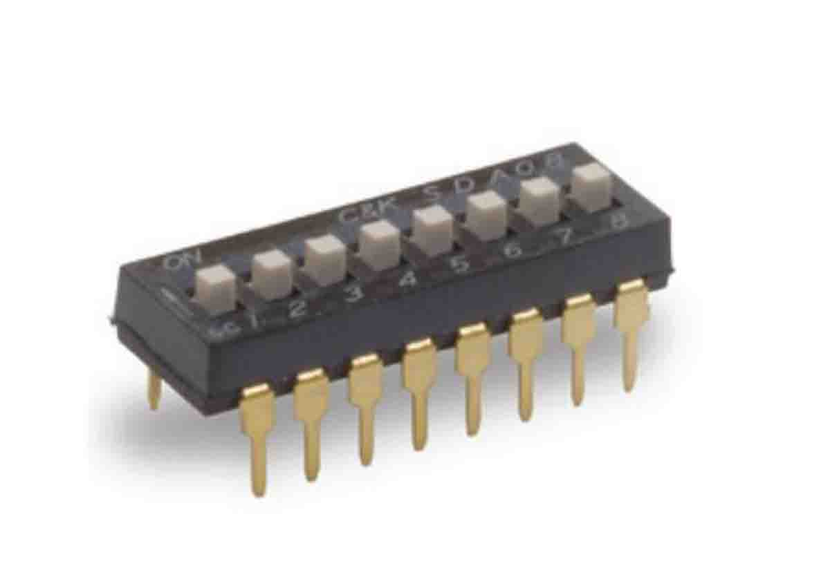 C & K 6 Way Through Hole DIP Switch SPST, Raised, Slide Actuator
