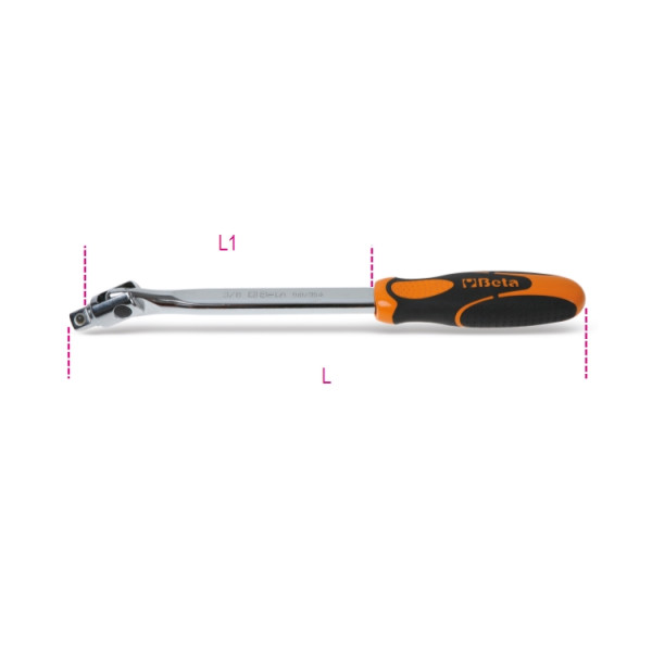 BETA 910/36A 3/8 in Hexagon Swivel Handle, 255 mm Overall