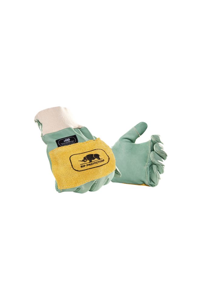 SIP Protection Head-to-toe Green Synthetic Leather Work Gloves, Size 8