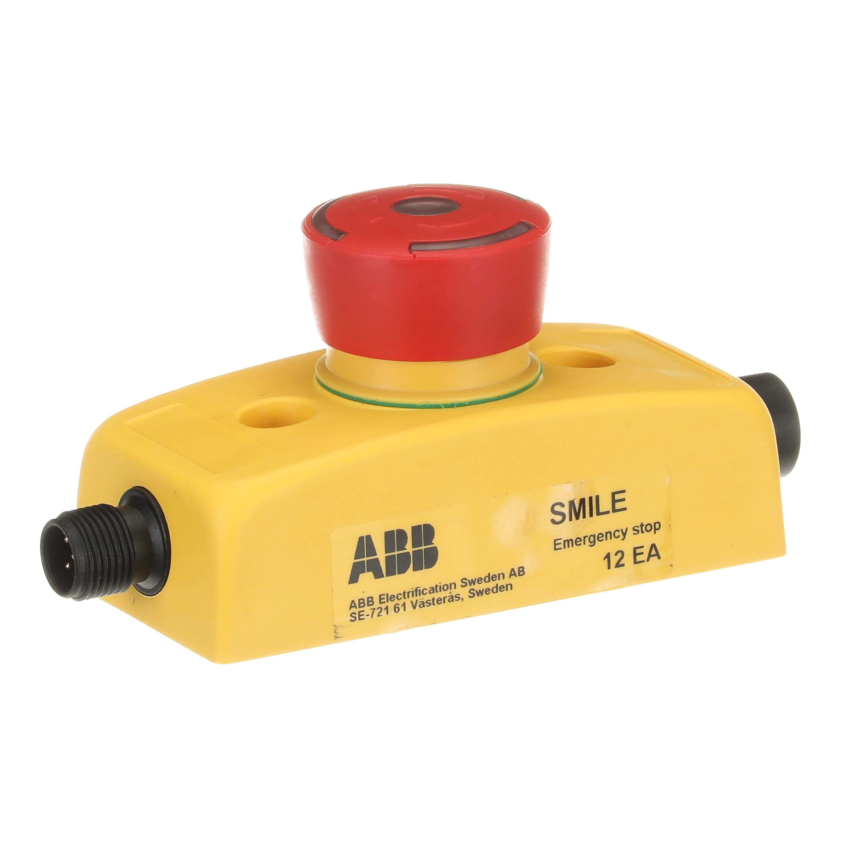 ABB Jokab Smile 12 EA Series Turn Release Illuminated Emergency Stop Push Button, Surface Mount, 32.2 mm Cutout, 2 NC,