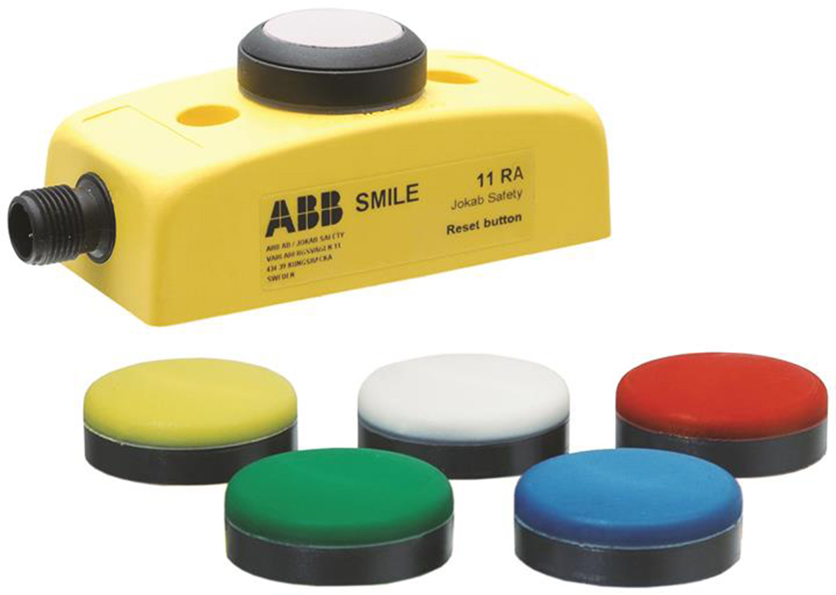 ABB Jokab Smile 11 RA Series Illuminated Emergency Stop Push Button, Panel Mount, 32.2 mm Cutout, 1 NO, IP65