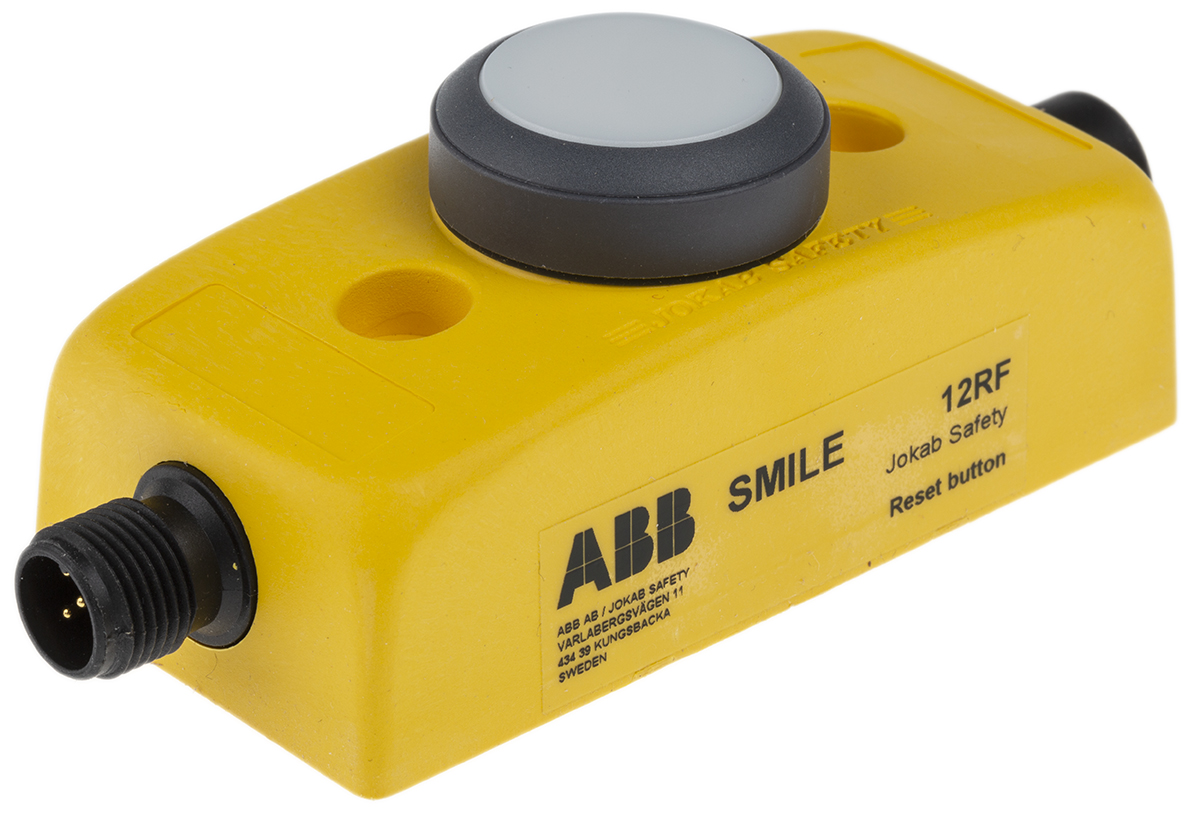 2tla030053r2700 ABB Jokab Smile 12 RG Series Reset Illuminated Emergency Stop Push Button, Panel Mount, 32.2 mm Cutout, 1 NO, IP65