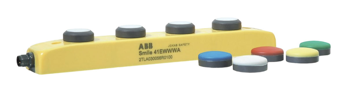 ABB Push Button Control Station - 3 NO/1 NC, 3 Cutouts, White, Blue, Red, Yellow, Green, IP65