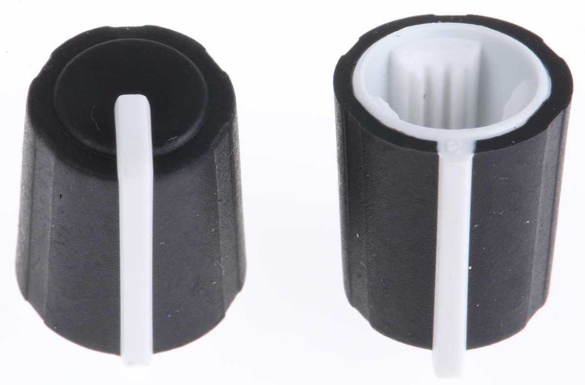 Sifam 11.5 mm Knob Diameter Black Potentiometer Knob for 6 mm Shaft Splined, 3/03/TP110-006/237/224