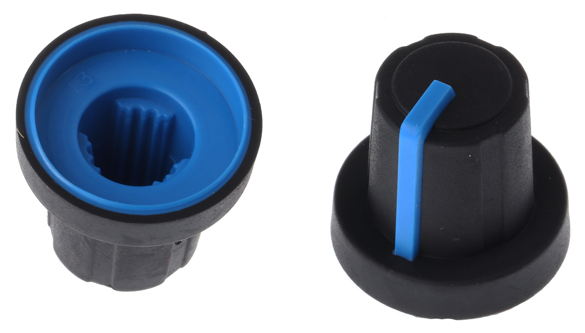 Sifam 16 mm Knob Diameter Black Potentiometer Knob for 6 mm Shaft Splined, 3/03/TPN110-006/237/233
