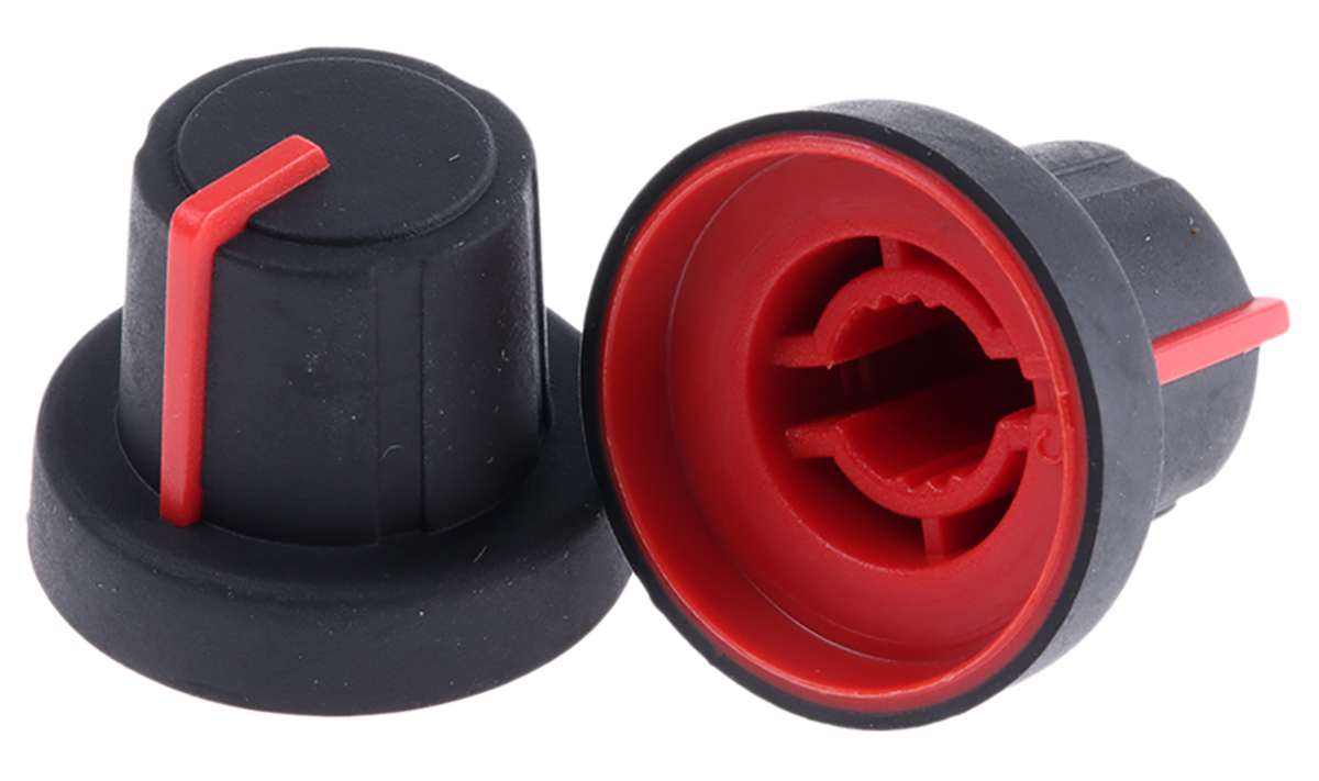 Sifam 18.9 mm Knob Diameter Black Potentiometer Knob for 6 mm Shaft Splined, 3/03/TPN130-006/237/230