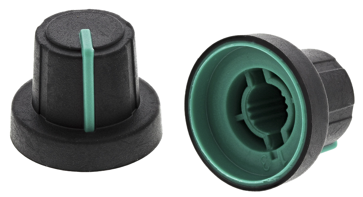 Sifam 18.9 mm Knob Diameter Black Potentiometer Knob for 6 mm Shaft Splined, 3/03/TPN130-006/237/232