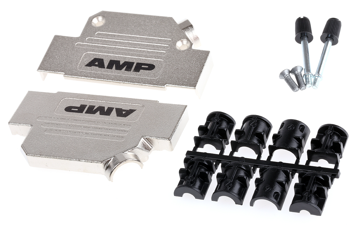 TE Connectivity ADK Series Zinc Angled D-Sub Backshell, 37 Way Strain Relief