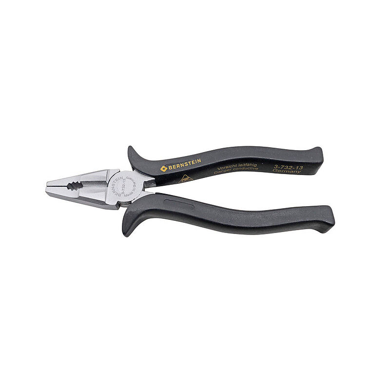 Bernstein 1-Piece Combination Plier Not Serrated Jaw, 165 mm Overall, 35mm Jaw ESD Safe