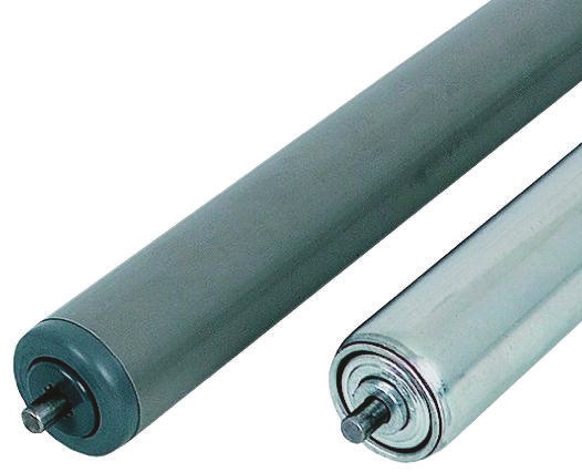 Bosch Rexroth Galvanised Steel Round Conveyor Roller Conveyor Roller 40 mm Dia. x 525 mm L, 500 N, 8 mm Spindle, 546 mm