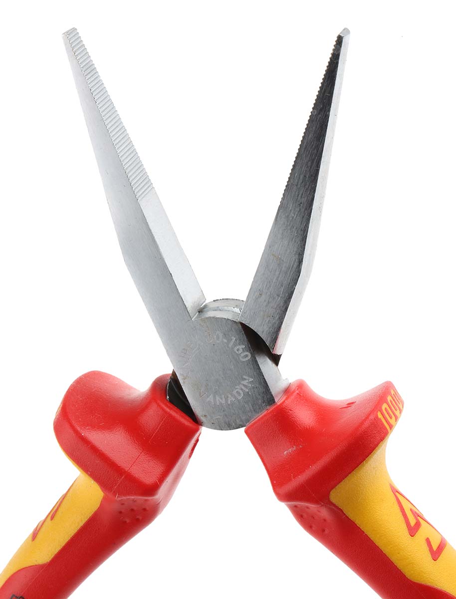 30-16-160 Knipex 1-Piece Flat Nose Plier, 160 mm Overall VDE/1000V Approved, 47mm Jaw
